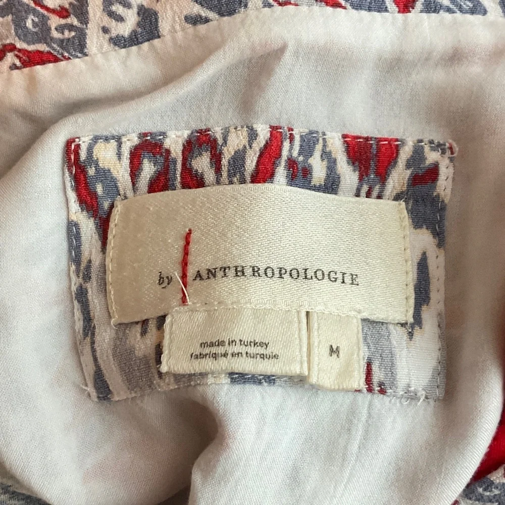 Anthropologie Red and Gray Patterned Fabric - Picture 2 of 3